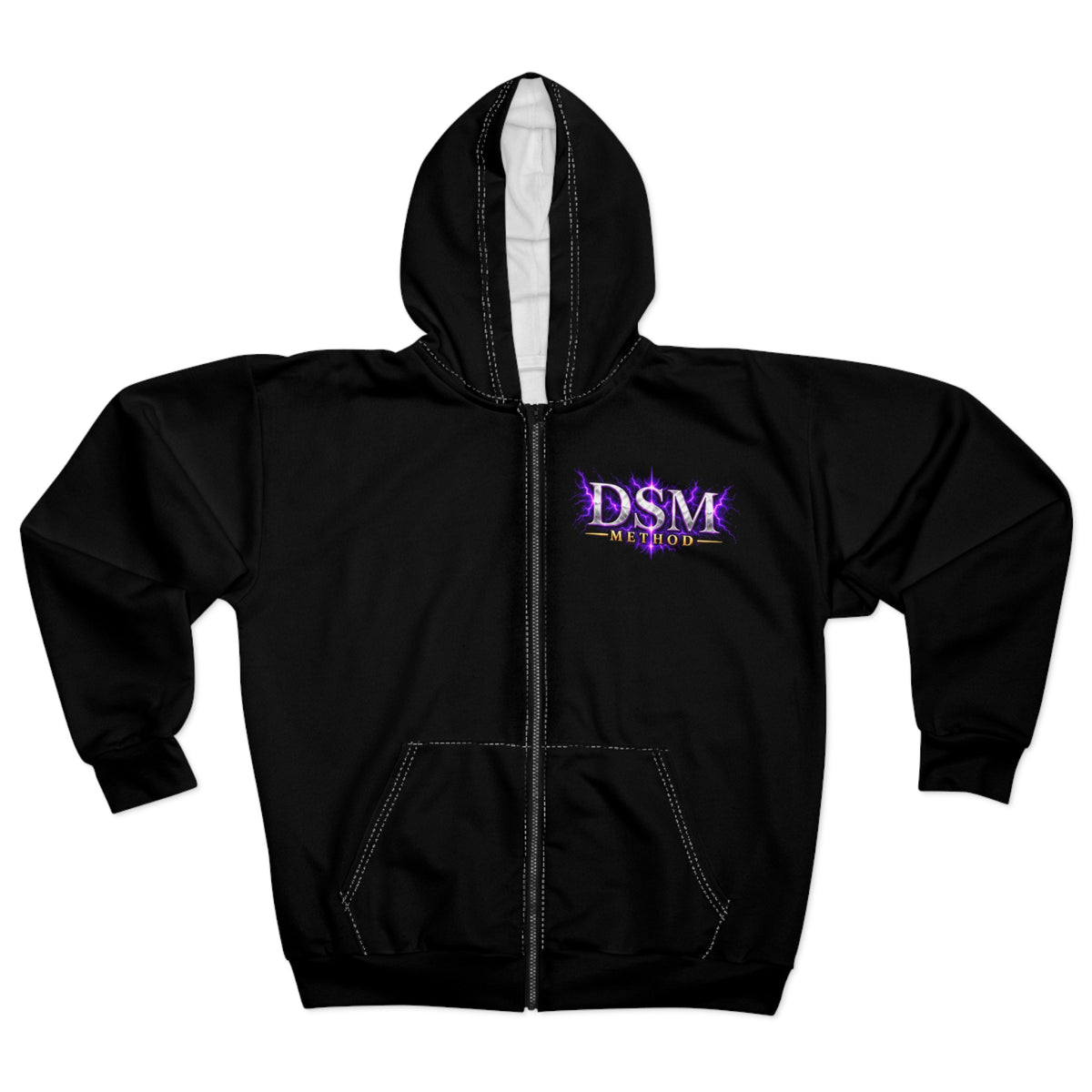 DSM Method Angel Wings Zip Hoodie — Spiritual Fitness Graphic Hoodie
